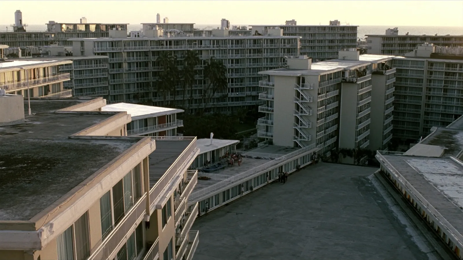 Dense blocks of mid-rise condominium buildings in Hallandale Beach, Florida